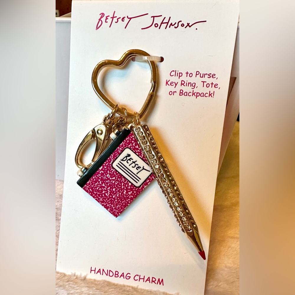 Betsey Johnson Gold and Pink Handbag Charm
